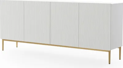 Zdjęcie produktu dla BIAŁA Komoda 200 cm Szafka do salonu NOWOCZESNA POJEMNA złote nóżki GLAMOUR