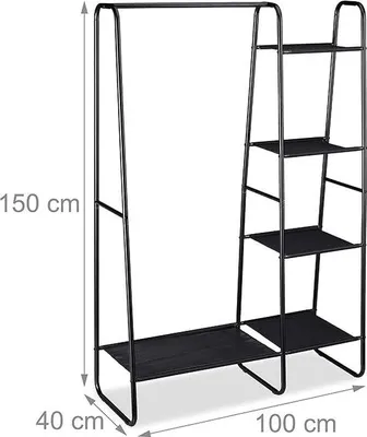 Image de Armoire ouverte, tringle à vêtements, penderie, 40 cm (P) x 100 cm (L) x 150 cm (H), bois, blanc