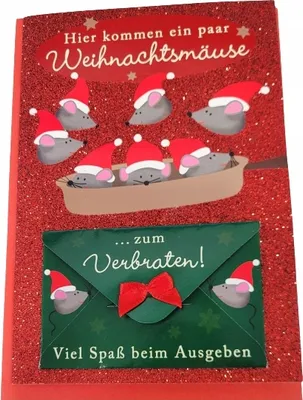 Produktbild von Weihnachtskarte mit deutschem Glitzerumschlag 7x11,5 cm Rot