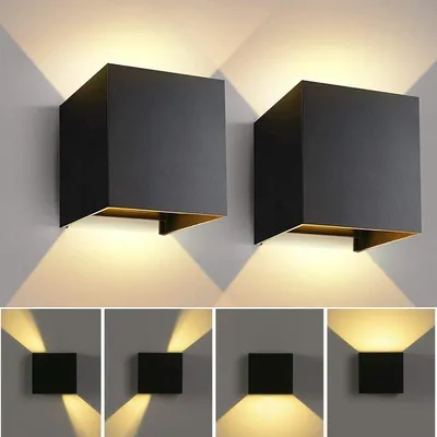 Produktbild von 2 Stück 7W LED Wandleuchte Innen Wandlampe Auf und ab Kaltweiß Lichtstrahl 2700-3000K, Wandbeleuchtung schwarz, für Wohnzimmer, Flur, Balkon, Hotel