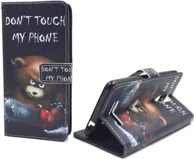 Produktbild von Handyhülle Tasche für Handy Xiaomi Redmi Note 3 Schriftzug Bär mit Kettensäge