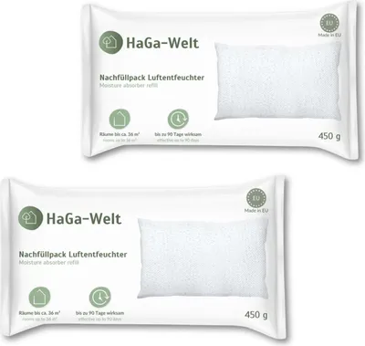 Produktbild von Nachfüllpack 450 g für Luftentfeuchter – Luftentfeuchter Granulat für gutes Raumklima – 20x