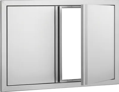 Obrázek produktu pro SucceBuy Přístupová dvířka ke grilu 774x532 mm dvojitá instalace z nerezové oceli pro venkovní kuchyni, grilovací ostrůvek, grilovací stanici, svislá dvířka na stěnu se zapuštěnými úchyty
