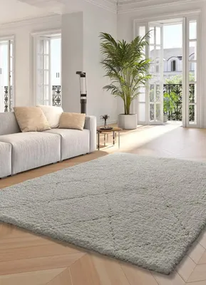 Produktbild von ATTICGO Hochflorteppich ATESA Shaggy in Weiß, 200x290 cm
