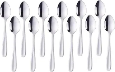 Productafbeelding van Famanu theelepels, 12 stuks, roestvrij staal, 13,5 cm - zilverkleurig