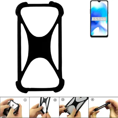 Produktbild von K-S-Trade Handy-Hülle Schutz-Hülle kompatibel mit Blackview A80s Silikon Bumper TPU Softcase  Smartphone Stoßschutz, schwarz