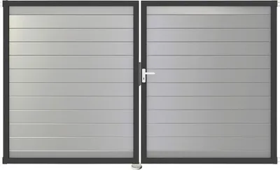 Produktbild von Doppeltor GroJa Lumino rechts vormontiert ohne Pfosten Rahmen anthrazit 300 x 180 cm silbergrau