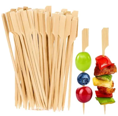 Image de Brochettes en bois - 100 pièces - pour amuse-gueules - longueur de 12 cm