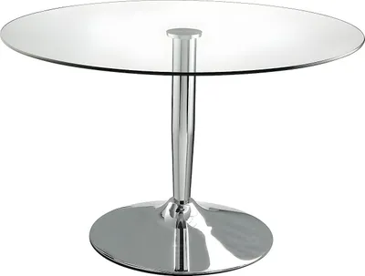 Produktbild von Runder Esstisch NOLAN - Gehärtetes Glas und verchromtes Metall