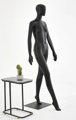 Produktbild von D5-8 Frau schwarz Weibliche Schaufensterpuppe Frau stehend matt lackiert Frau Ohren geformt Schick und Elegant Hochwertig