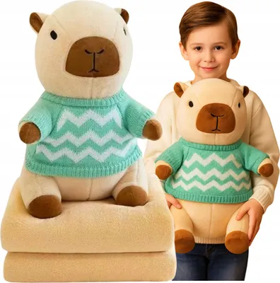 Zdjęcie produktu dla Maskotka Pluszak Kapibara 3W1 Duża Przytulanka Poduszka 45 Cm