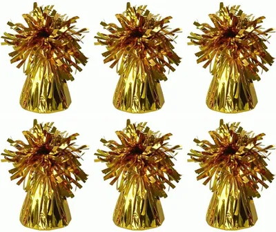 6 goldene Folien-Heliumballongewichte für Party-Deko