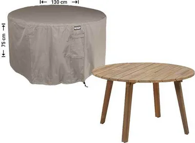 Produktbild von Raffles Covers Wetterhaube für runder Tisch Ø 130 cm | Atmungsaktiv | Wasserdicht | UV-beständig | Doppelnähte | Elastischer Kordelzug