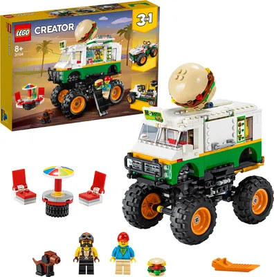 Obrázek produktu pro LEGO 31104 Creator 3v1 Burger Monster Truck, terénní vozidlo nebo traktor, hračky, různá vozidla jako stavebnice