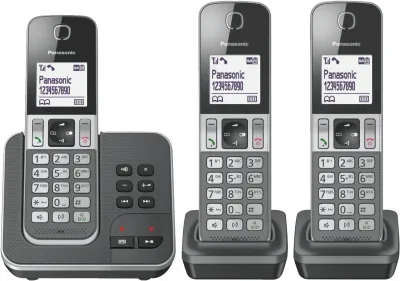 Zdjęcie produktu dla Panasonic KX-TGD323, Telefon w systemie DECT, Zestaw słuchawkowy bezprzewodowy, 120 wejścia, Nazwa i identyfikacja dzwoniącego, Czarny