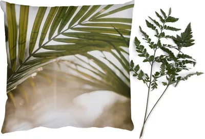 Produktbild von MuchoWow® Zierkissen Sofakissen Wohnzimmer Dekokissen 45x45 cm Palme - Palmenblatt - Sonne - Sommer - Schlafpolster - Polster für das Sofa