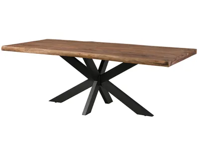 Produktbild von MASSIVMOEBEL24 Baumtisch Sheesham 260x100x77 grau gebeizt / Kreuzgestell anthrazit matt FREEFORM 5