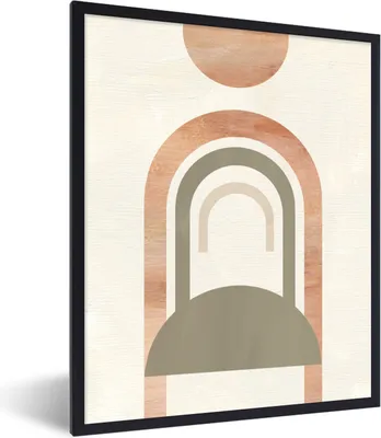 Produktbild von MuchoWow® Gerahmtes Poster Rosa - Abstrakt - Beige 60x80 cm - Poster mit Schwarzem Bilderrahmen Wandposter Rahmen Foto Bilder - Premium - Wanddeko Wohnzimmer