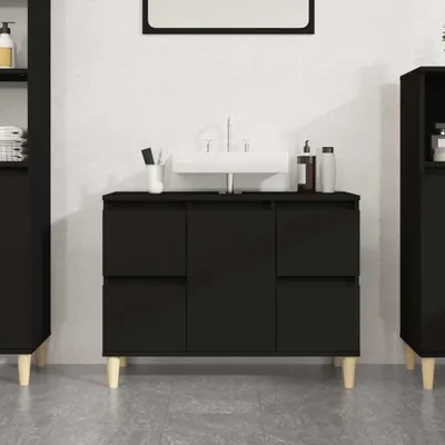 Produktbild von Eleganten-Stil Waschbeckenunterschrank Schwarz 80x33x60 cm Holzwerkstoff DE7725424