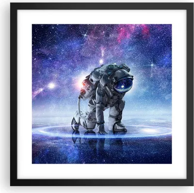 Produktbild von Gerahmtes Poster - Schwarzer Rahmen - Kosmonaut Weltraum - 40x40 cm - Wand Bild - Wanddeko - Wandbilder - Kunstposter - Wandposter - Bilderrahmen - Bilder - Kunstdruck - Wandbild - P2BAC40x40-3985