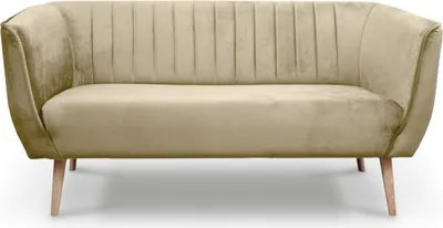 Zdjęcie produktu dla BETTSO Modna tapicerowana sofa 3-osobowa ze zdobionym oparciem w stylu skandynawskim na drewnianych nogach PIK 3 Beżowa Kremowa