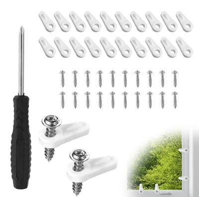 20 Fenster-Clips mit Schrauben, Insektenschutz-Clips, Weiß