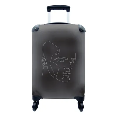 Produktbild von MuchoWow® Koffer Handgepäck Trolley Rollkoffer Kleine Reisekoffer mit 4 Rollen - Mann - Gesicht - Abstrakt - Cabin Size < 55x40x23 cm & 55x40x20 cm - Fotokoffer - Kabinenkoffer - Boardgepäck - Reise-Box - Reisekoffer - Reisegepäck - Koffer mit Bild - Trolley für Kinder