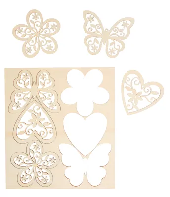 Produktbild von VBS Anhänger "Blumen, Herzen und Schmetterlinge", 6er-Set