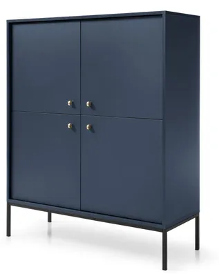 Produktbild von Kommode mit vier Türen, Marineblau, schwarze Griffe, 104 x 39 x 126 cm