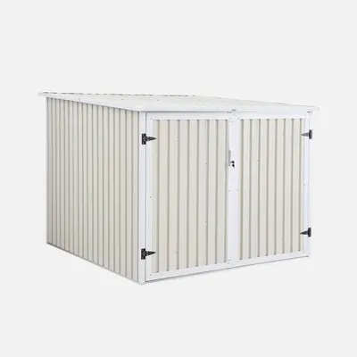 Produktbild von sweeek - Fahrradunterstand aus galvanisiertem Stahl mit Verankerungsset - 4 Fahrräder - Beige