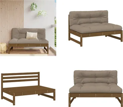 Zdjęcie produktu dla vidaXL Sofa centralna Miodowy Brąz 120x80 cm Lite Drewno Sosnowe - Sofa centralna - Sofa centralna - Sofa ogrodowa - Sofa zewnętrzna