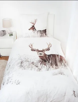 Produktbild von Flanelowy komplet pościeli zimowy krajobraz jeleń 2-częściowy bóbr 135x200 cm