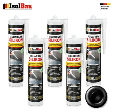Isolbau Aquarium Silikon 5 x 300 ml Schwarz Spezial-Silikon Glaskonstruktion