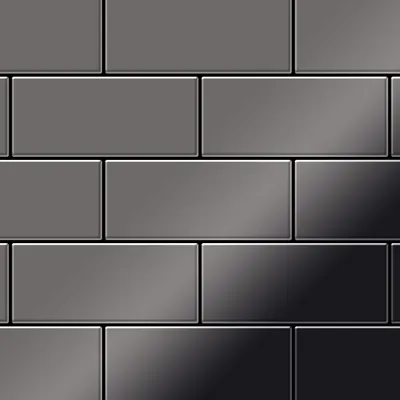 Produktbild von Mosaik Fliese massiv Metall Titan hochglanz dunkelgrau 1,6mm Subway-Ti-SM