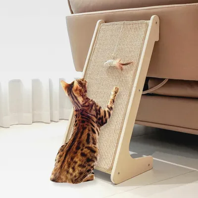 Produktbild von Kratzbrett Katzen, Sisal-Katzenkratzbaum, L-förmiger Katzenkratzbaum für Hauskatzen, Wandmöbelschutz mit Katzenminze