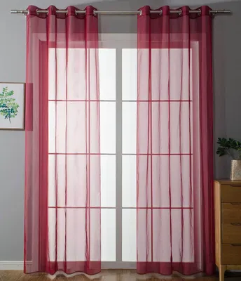 Produktbild von 2er Set Ösenvorhänge Transparent »Uni« Gardine HxB 245x140 cm Bordeaux Stores Vorhang Ösen Bleibandabschluß Wohnzimmer, 20332-cn2