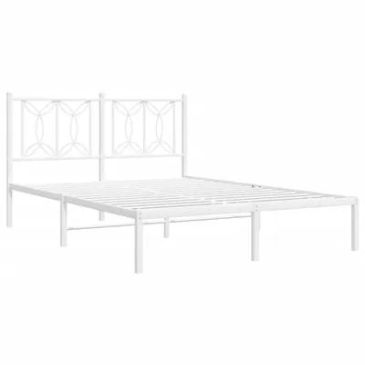 Zdjęcie produktu dla Metalowa rama łóżka z wezgłowiem biała, 140x200 cm