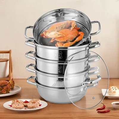 Obrázek produktu pro Indukční parní hrnec 30cm nerezový parní hrnec 5 vrstev S víkem