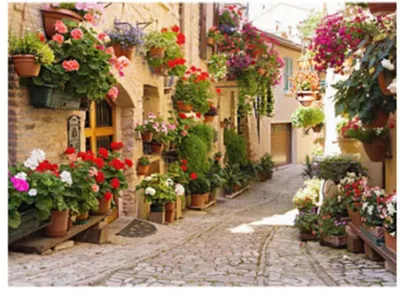 Produktbild von Diamantmosaik, italienische Gasse mit Blumen, 30x40 cm, kreative Diamanten