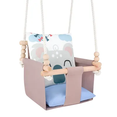 Immagine prodotto di Altalena per bambini GUGUPLANET, design koala, in robusto tessuto di cotone di alta qualità, con cuscino, collezione safari, sicura, confortevole, fatta a mano nell'UE