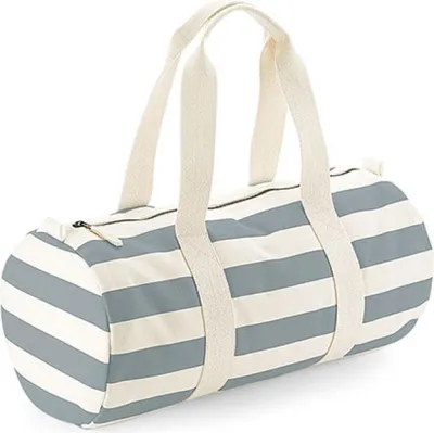 Produktbild von Westford Mill W688 | Sporttasche Nautical Barrel Bag - Farbe: Natural/Grey - Größe: 50 x 25 x 25 cm