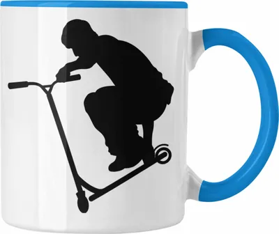 Produktbild von Trendation - Scooter Roller Fahrer Geschenk Tasse Scooterfahrer Geschenkidee Scooting Geschenkidee Jungs Profi Scooterfahrer Stunt (Blau)