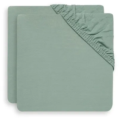 Image de Jollein Drap housse - 60 x 120 cm - Jersey - Ashgreen 2 pièces | Draps de lit bébé