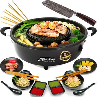 Image de Grill thaïlandais - Bol pour hot-pot - Poêle à griller - Hot-pot - Grill de table - Set de fondue pour 2 à 6 personnes