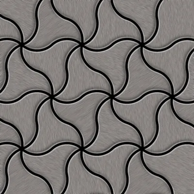 Produktbild von Mosaik Fliese massiv Metall Titan gebürstet dunkelgrau 1,6mm stark Ninja-Ti-SB