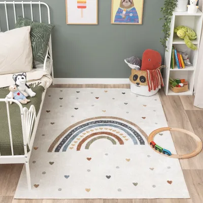 Produktbild von Volero - Waschbarer Kinderteppich - Ravi Rainbow Bunt - 80x150 cm - Kinderzimmer - Klassik