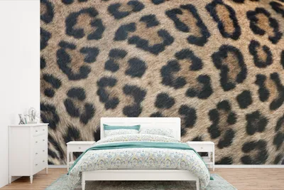 Produktbild von MuchoWow® Fototapete für Wohnzimmer oder Schlafzimmer Wandtapete Vinyl Motivtapete Leopardenmuster - 600x400 cm - Vinyltapeten