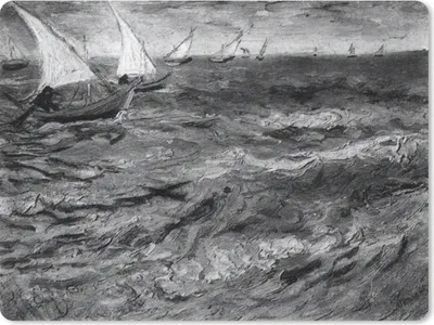Produktbild von MuchoWow® Mauspad Mousepad Segelboote - Vincent van Gogh - Schwarz - Weiß 23x19 cm - Mousepads - Maus Mat - Pad - Mausunterlage - Schreibtischunterlage - Mauspad