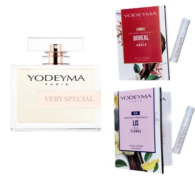 Immagine prodotto di Yodeyma Very Special Eau de Parfum da donna 100 ml + 2 campioncini, Immagine generata dall'IA