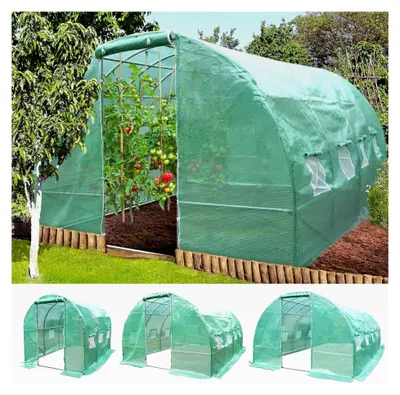 Produktbild von Foliengewächshaus Folientunnel 175g/m² stabil und langlebig – 4 Größen: 2x3m, 3x4m, 3x6m mit Erdanker – 2 Türen – Fenster mit Insektenschutz – für Tomaten und andere Pflanzen.